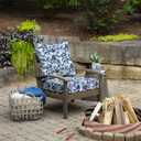 Arden Outdoor Foam Deep Seat Cushion Set, 24 in x 24 in, Weather-Proof, Rain-Proof, Fade Resistant Patio Cushion, Bottom and Back Cushion for Chair, Sofa, and Couch Blue Garden Floral