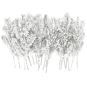 24Pcs Snowy Artificial Pine Needles Branches Twigs 10.6" Fake Frosted Pine Picks Greenery Stems Christmas Pine Tree Picks Winter Fir Pine Sprays Sprigs for Crafts Wreaths Garlands Holiday Decor