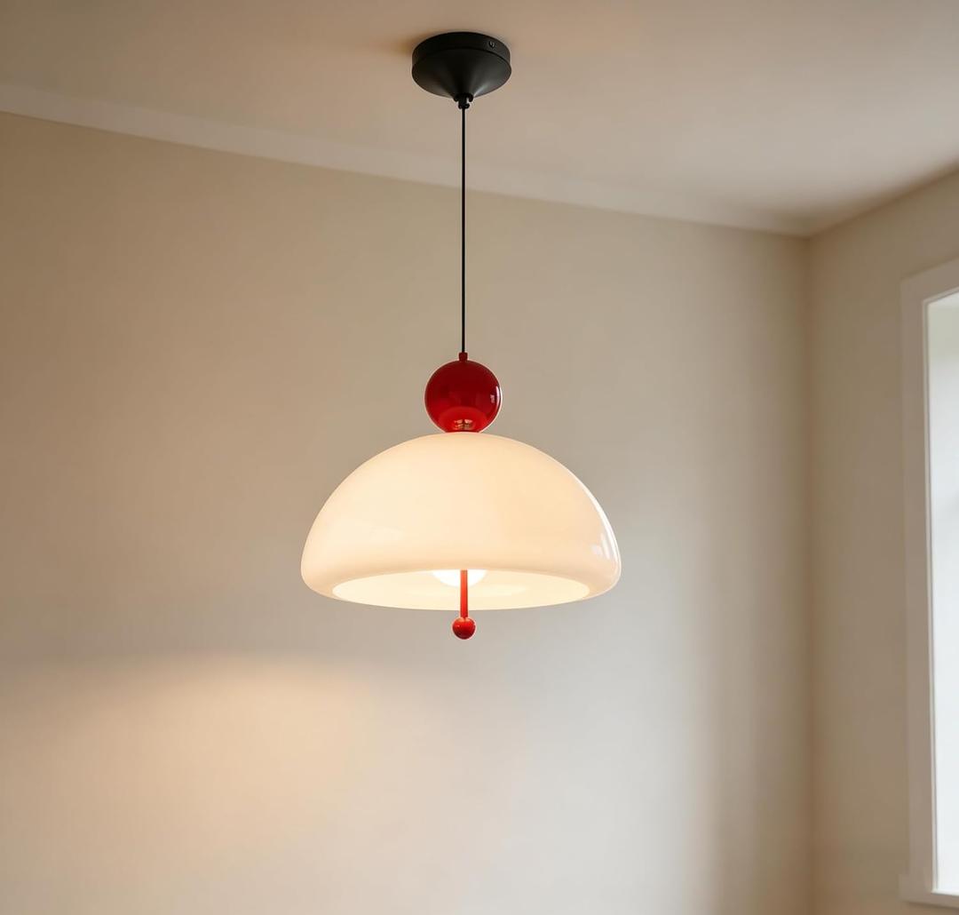 Large Milk White Pendant Light 15.7" Glass Hanging Ceiling Light Fixture Mid Century Globe Hanging Light Shade 3-Light Base for Kitchen Island Dining Room Bedroom, Adjustable Cord Chandelier