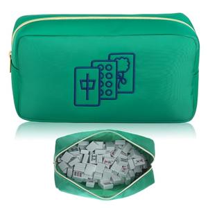 Sunnymove Empty Mahjong Bag Thickened American Mahjong Tiles Bag with Zipper Storage Pouch for Board Game Pieces Game Party Travel Gatherings Accessories, 10.4''x5.6'', Case Only (Charm,Green)