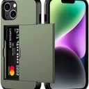Nvollnoe for iPhone 14 Plus Case with Card Holder Heavy Duty Protective Dual Layer Shockproof Hidden Card Slot Slim Wallet Cover for iPhone 14 Plus for Women&Men(Green) (Green-Regular Storage)