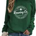 Irish Lucky St Patrick's Day Sweatshirts Women's Vintage Leprechaun Graphic Tees (Large, Green)