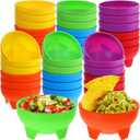 meekoo 36 Pcs Mexican Salsa Bowls Multi Color Serving Bowls 4.5" Diameter Plastic Mexican Dipping Dinnerware for Taco Candy Chip Bar Snack Guacamole Nuts Dish(6 Colors)