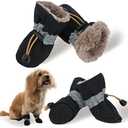 LUZGAT Dog Snow Boots, Dog Shoes for Winter, Dog Winter Boots for Small Medium Dogs Puppies, Dog Boots & Paw Protectors with Anti-Slip Sole and Plush, Pack of 4 Size 1 XS