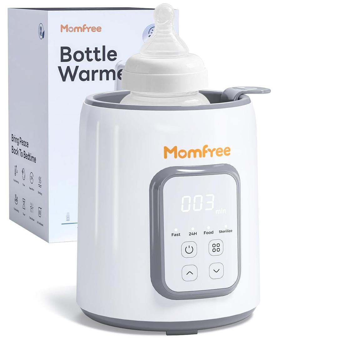 Momfree Bottle Warmer,8-in-1 Fast Baby Bottle Warmer for Breastmilk and Formula,Milk Warmer with Accurate Temperature Control and Automatic Shut-Off,Multifunctional Bottle Warmers for All Bottles (Grey)
