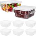 Lallisa 8 Pcs 2 Quart Food Storage Containers with Lids Clear Square Polycarbonate Marinating Container Dough Bucket with Lid (White)