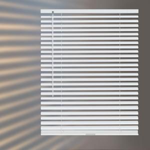 Aluminum Mini Blinds for Windows Cordless Horizontal Window Shades for Light Adjustment, Metal Venetian Blinds Waterproof for Bedroom, Bathroom, 24" W x 48" H, White