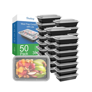 50 Pack (100-Piece) 38 oz Meal Prep Containers Reusable with Lids, Sturdy Leakproof & Food Safe, Microwave, Freezer, Dishwasher Safe Prep Containers, To Go Take Out Plastic Food Storage