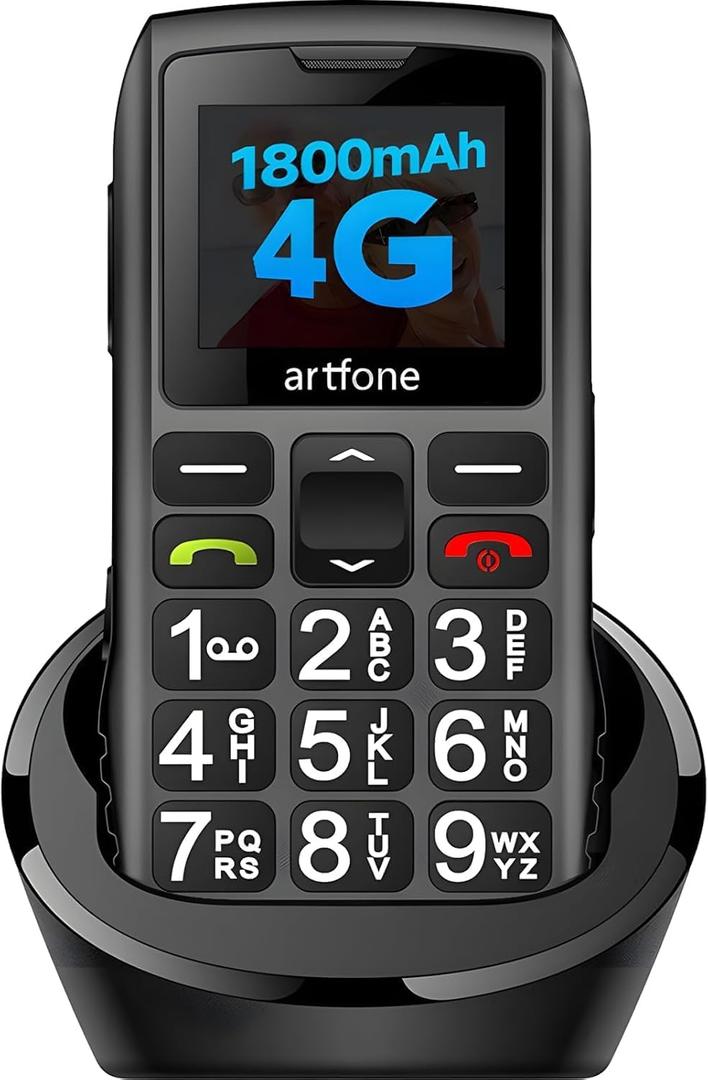 C1+4G Pro Black - Big Buttons Cell Phone for SeniorsBasic Phone with SOS ButtonCharging Station1800mAhLoud SpeakerTalking ClockSpeed DialHands-freeLarge FontUnlocked PhonesFM Radio