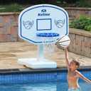 Pool Basketball Hoop, 34"x34"x42.2" Oversized Pool Toys with 2 Balls/Nets/Pump for Poolside Water Basketball Game, Pool Basketball Goal for Inround Pool & Deck - Swimming Pool Games for Kids Adults