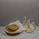 Tioncy Set of 6 Gold Cake Stand Round Metal Cake Stands Antique Gold Dessert Display Cupcake Pastry Candy Display Plate for Wedding Birthday Party Event Bridal Celebration Table(Simple