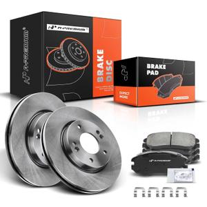 A-Premium 10.82 inch (275mm) Front Vented Disc Brake Rotors + Ceramic Pads Kit Compatible with Select Hyundai Models - Elantra 2007 2008 2009 2010, 6-PC Set