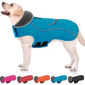 SUNFURA Dog Winter Coat, Medium Dog Coat Jacket with Fleece Lining for Cold Weather, Warm Puffer Jacket Turtleneck Snowsuit with Leash Hole for Jack Russel, Boston Terrier, Turquoise M