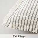 MIULEE Gray Pack of 2 Pillow Covers 18x18 Inch Striped Farmhouse Couch Throw Pillow Covers with Fringe Chic Linen Decorative Cushion Covers for Sofa Living Room Bed Outdoor Home Decor