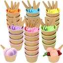 Hbaushun 20 Pack Plastic Ice Cream Bowls with Spoons,Reusable Plastic ice Cream Cups,Cartoon Candy Colorice Cream Bowls Set for Sundae Frozen Yogurt Summer Holiday Parties