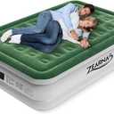 Air Mattress Queen with Built in Pump - Upgraded Blow Up Bed, 2 Mins Quick Self Inflatable with Double Air Chamber, 18"/650lbs Max, All Night No Lost Air, for Camping,Home,Portable Travel (Green)