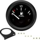 2" 52mm 12V Fuel Level Gauge Meter Kit with Nut/Bracket - 240-33ohm Boat Fuel Gauge Gas Tank Meter with E-1/2-F Pointer Dash, Universal for Car RV Yacht Marine Motorcycle (Black)
