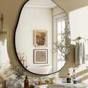 HARRITPURE Irregular Wall Mirror 26"x40" Black Asymmetrical Bathroom Mirror Wood Framed Modern Decorative Vanity Mirrors for Bedroom Living Room Entryway