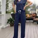 Women's Casual 2-Piece Set - Wide-Leg Pants & Batwing Sleeves (XXL)