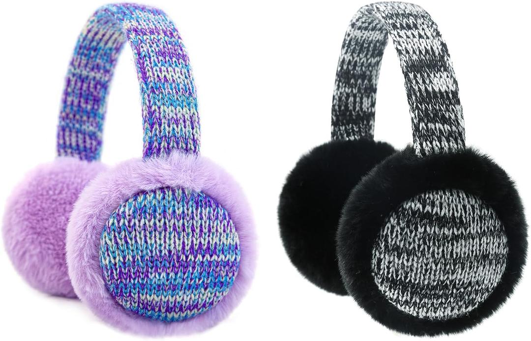 RAOEXI Winter Ear Muffs For Kids Warm Furry Knit Girls Earmuffs Boys Baby Plush Toddler Ear Warmers Outdoor Ear Covers