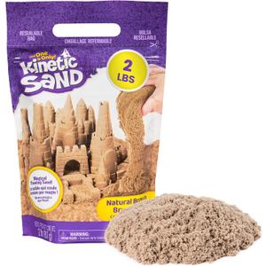 Kinetic Sand, 2lb Brown Play Sand, Moldable Sensory Toys for Kids, Resealable Bag, for Ages 3 and up