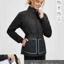 baleaf Women's Puffer Jackets Lightweight Winter Warm Stand Collar Water Resistant Golf Quilted Jacket 4 Pockets Black L