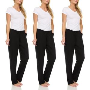 Essential Elements 3 Pack: Womens Cotton Jersey Pants - 100% Cotton Lounge Athletic Casual Sleep Casual Pajama PJ Pants Large