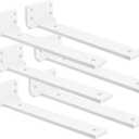 Floating Shelf Brackets 6 inch 6 Pack L Brackets for Shelves White Metal Heavy Duty Shelf Bracket for DIY Decorative with Mounting Hardware