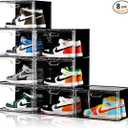 New 8 Pack Shoe Boxes Stackable, Large Shoe Storage Organizer with Lids,Drop Side Shoe Containers for Entryway,Sneaker Storage Fit up to US Size 13 for Men/Women(13’’x 10.6”x 8.3”)