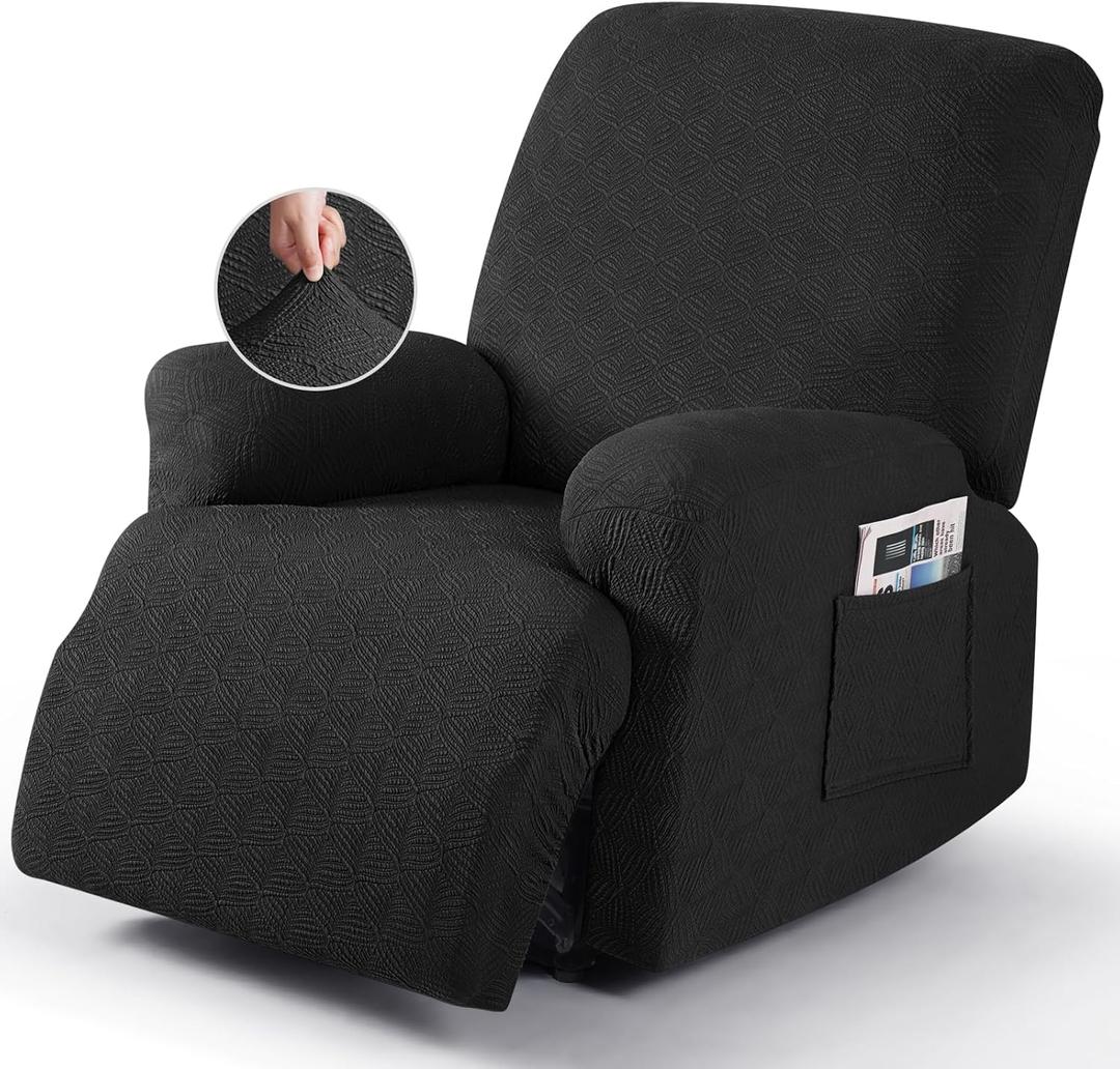Timeles Recliner Covers Recliner Chair Covers Reclining Couch Covers Sofa Slipcovers Stretch Soft Washable (Single-Seater, Black)