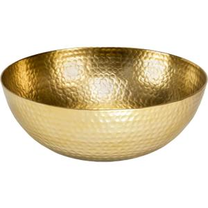 Red Co. 12 Luxurious Round Hammered Aluminum Decorative Bowl, Gold Finish