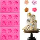 3Pcs Rose Flower Silicone Molds, Mini Rose Fondant Molds for Baking, Chocolate Candy Cookie Sugarcraft Clay Cupcake Topper Cake Decorating Wax Making Supplies (Pink)