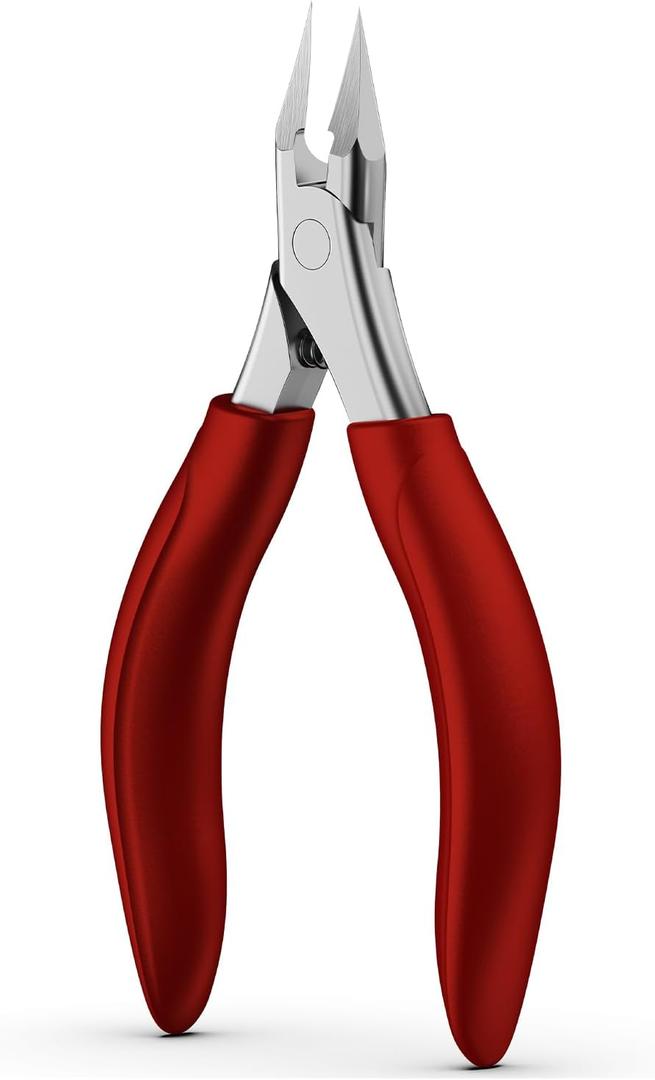 BEZOX Toenail Clippers for Thick & Ingrown Nails  Heavy Duty Toe Nail Clipper for Seniors for Thick Toenails with Comfort Grip & Long Handle - Red