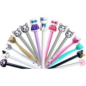 15 Cat Pens, Funny Kawaii Black Writing Pens with Different Cute Shapes, The Best Gift for Cat Lovers