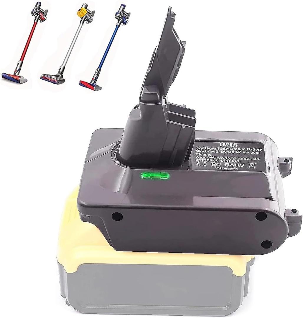TPDL for Dyson V7 Battery Adapter, for Dewalt 20V Battery Convert to for Dyson 21.6V V7 Handheld Vacuum Converter Absolute, Motorhead Pro, Trigger, Fluffy HEPA Li-ion SV11 Battery(Fit for V7 Series)