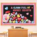 88Pcs Valentines Day Bulletin Board Set Pink Heart Bottle Classroom Decorations Conversation Heart Paper Cutouts for Romantic Classroom Home Window Door Wall Decorations Party Supplies