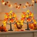 Fall Decorations for Home - 2 Pack 18" Lighted Maple Tree with Timer, Thanksgiving Autumn Table Decor for Office, Desk, Table Centerpiece, Bedroom