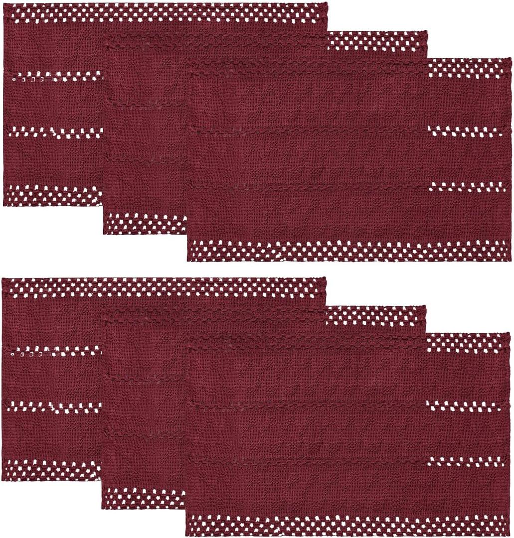 Artoid Mode Red Farmhouse Woven Rustic Hollow Placemats Set of 6,12x18 Inch Seasonal Holiday Table Mats Party Kitchen Dining Decoration