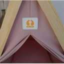 Solid Wood Cat & Dog Indoor Tent with Thick Mat, Teepee Tent & Cave Bed (Pink)