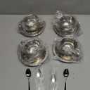 Okllen 4 Pack Stainless Steel Coffee Cup Set, 6 Oz Coffee Mugs with Spoon and Saucer, Double Walled Espresso Cups Mugs for Coffee, Latte,Tea, Milk