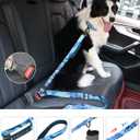 Hotsky Tactical Dog Leash Heavy Duty for Medium Large Dogs that Pull,4-6Ft Strong Bungee Shock Absorbing No Pull Dog Leash with Padded Double Handle and Car Seatbelt,Blue Camo
