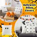 2 Pcs Halloween Pillow Covers 18x18 Inch White Ghost Throw Pillow Cases, Halloween Decorations Spooky Cushion Cover Gothic Couch Case for Holiday Fall Home Living Room Sofa Bed Indoor Outdoor