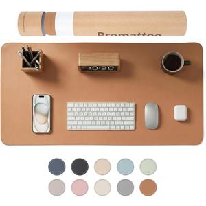 Large Desk Pad Non-Slip Desk Mat Protector for Keyboard Mouse Waterproof Vegan Leather Surface Faux Leather Laptop Mat Smooth Mouse Pad Premium Gift Tube Caramel Brown 23.6" x 13.7"