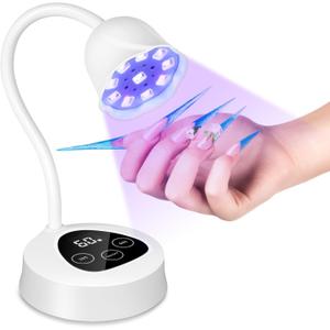 UV Led Nail Lamp, Mini UV Light for Gel Nails Polish Luminoza 30W Rechargeable LED Nail Light Nail Dryer with 2 Timers & Auto Sensor, Fast Curing Goosenecks Lamp for Home DIY Manicure