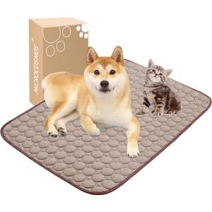 MICROCOSMOS Summer Cooling Mat & Sleeping Pad- Water Absorption Top, EZ Clean, Easy Carry, Materials Safe. Keep Cooling for Pets, Kids and Adults.(Brown, 28" x 22")