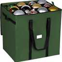 Christmas Extra Large Ornament Storage Container - Box Stores Up to 48  6 Ornaments  With 4 Individual Trays -Heavy Duty 600D Tear Resistant Material, Zippered, Adjustable Dividers - Green