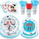 Teenyyou 175 Pcs Nurse Graduation Party Supplies Class of 2026 Medical Nursing School Graduation Decorations Earned It Nurse Plates and Napkins Set for Congrats Grad Party Decor Serve 25