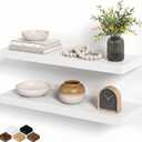 White Floating Shelves for Wall Set of 2, 28" White Floating Shelves for Home Decor, Rustic Wood Wall Mounted Shelf, Hanging Deep Shelf for Living Room, Bedroom, Bathroom, Kitchen, 27.5"L x 8"D