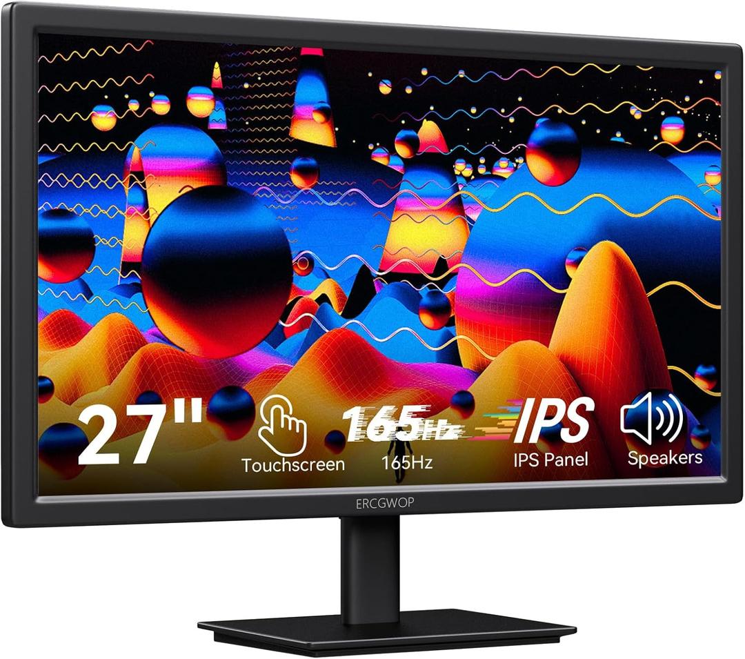 Touchscreen Monitor 27 inch 165Hz FHD 1920x1080P IPS Monitor
10-Point Computer Monitor Touch Screen PC Display, Built-in Speakers, HDMI DP USB Port, VESA Wall Mountable