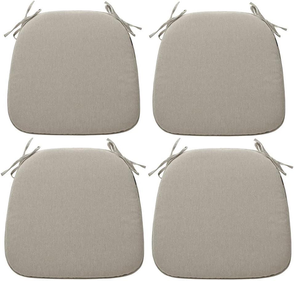 Magpie Fabrics Outdoor/Indoor 17"x16"x2" Chair Cushions with Ties Set of 4, Waterproof All Weather U-Shape Seat Pads Decoration for Patio Garden Furniture Home Office (Taupe) 